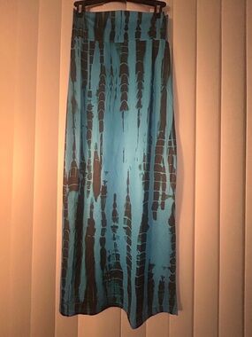 Teal Blue Printed Maxi Skirt